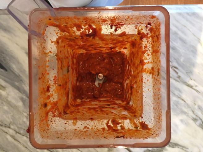 After a whiz in the blender, you'll end up with a thick paste.