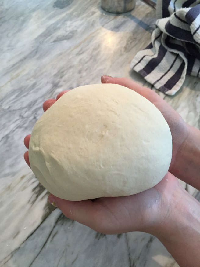After about 10 minutes of kneading, the dough will be smooth and elastic. It is ready to rise.