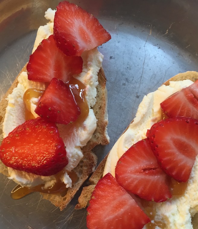 Strawberries and Ricotta on Toast