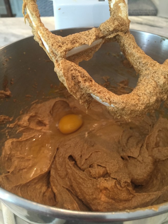 Add the eggs one at time to the creamed butter and sugar, beating well before adding the next.