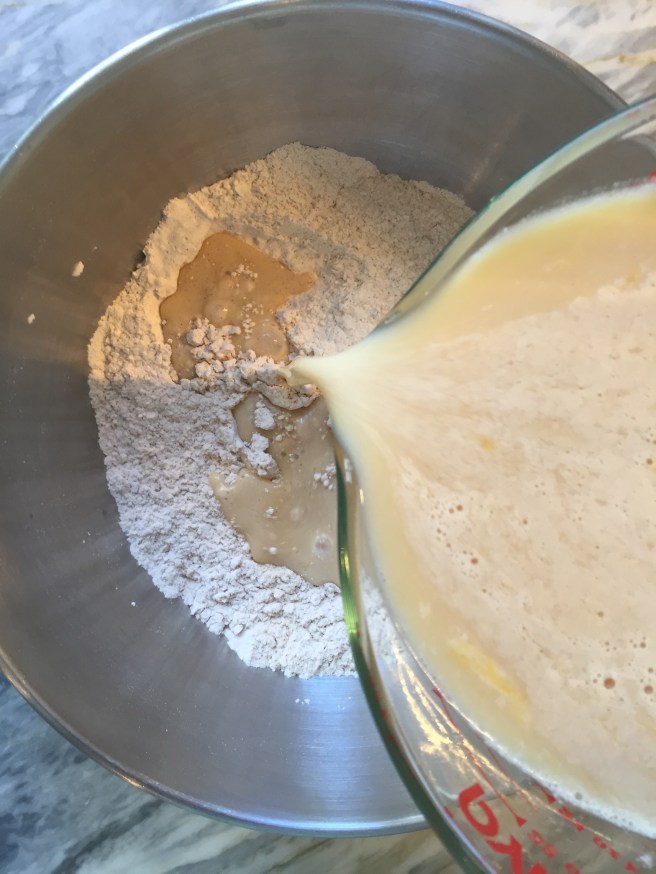 Pumpkin Pancakes- gently combine liquid and dry ingredients