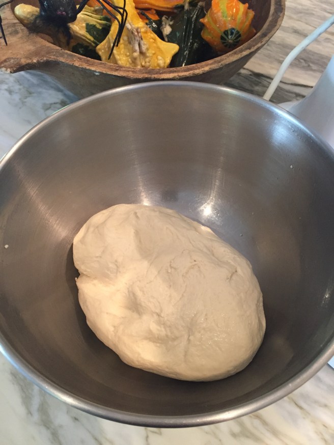 Pretzel dough in a well oiled bowl.