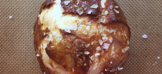 Homemade pretzel roll