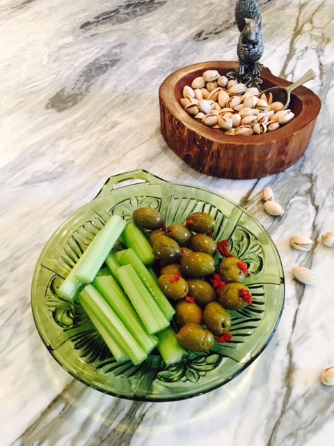 Celery, Olives, and Pistachios