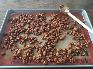 Candied Peanuts cooling on baking sheet