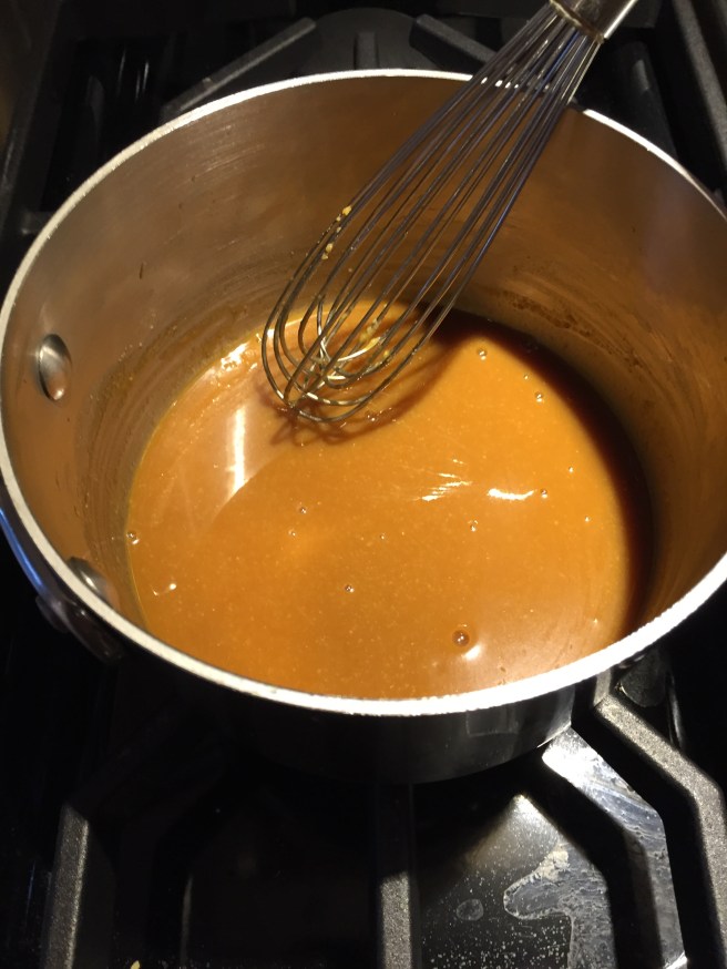 Miso glaze in a saucepan
