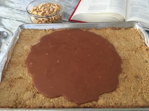 Butterscotch spreading on cookie base.