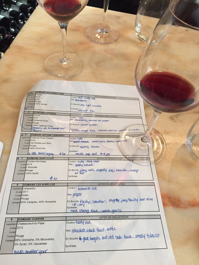 Wine tasting notes at La Dernière Goutte